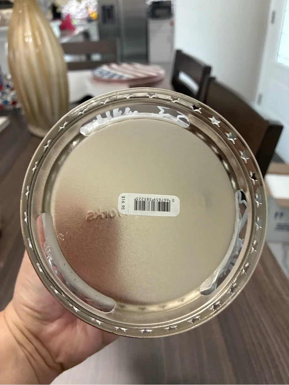 Bath & Body Works Red, Blue & Silver Patriotic Fireworks Candle and holder